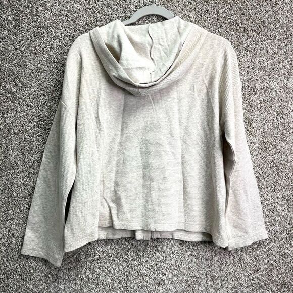 Eileen Fisher Jacket Women’s Small Cream Cotton Muslin Creped Ottoman Zip Up Hoo - Picture 6 of 7